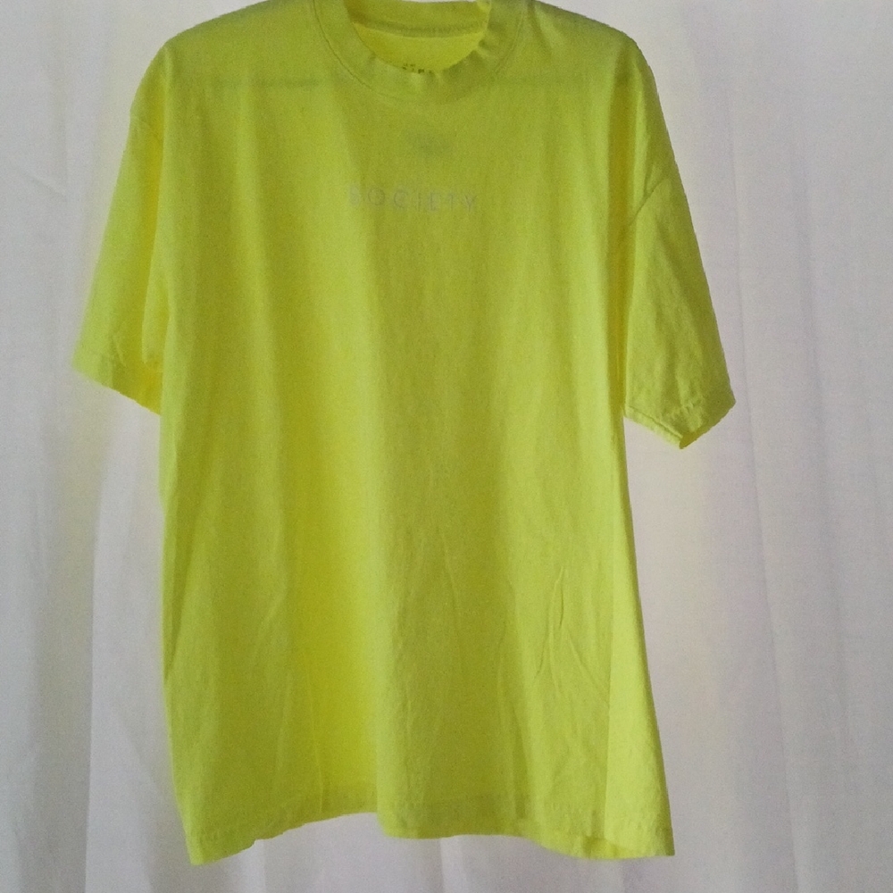 La Jet Society Neon Bright Yellow Short Sleeve Tee NEW
